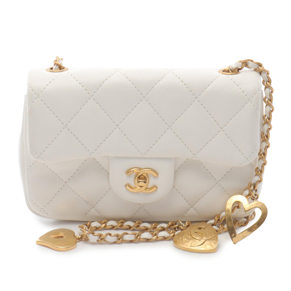 Pre-Loved Chanel Mini Rectangular Quilted Lambskin Heart Charms Flap